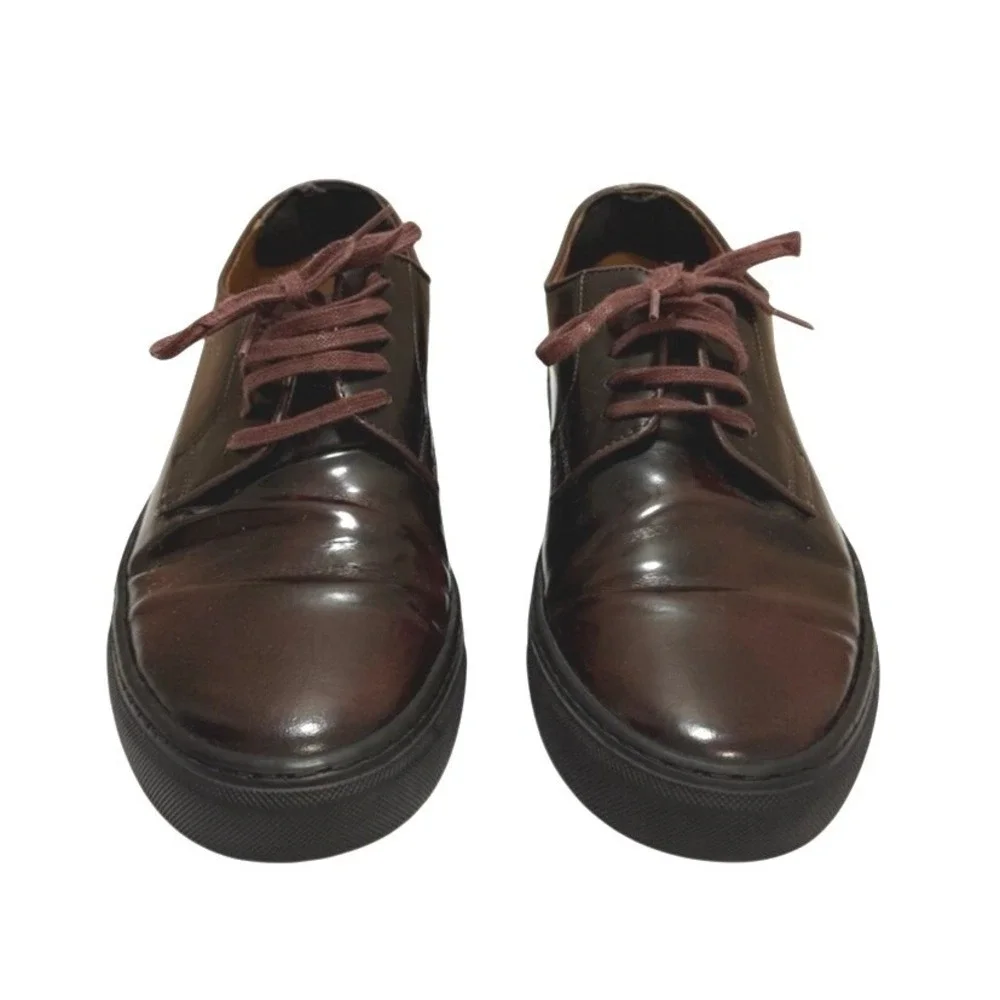 Ted Baker London Mens Burgundy Polished Leather Derby Size 9 Dress Sneakers